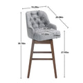 Coolmore Bar Stools Set Of 2 Counter Height Chairs With Footrest For Kitchen, Dining Room And 360 Degree Solid Wood Legs Swivel Bar Stools Set Of 2 Gray Linen Gray Foam Linen