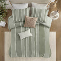 3 Piece Striped Cotton Comforter Set Sage King Cal King Sage Cotton