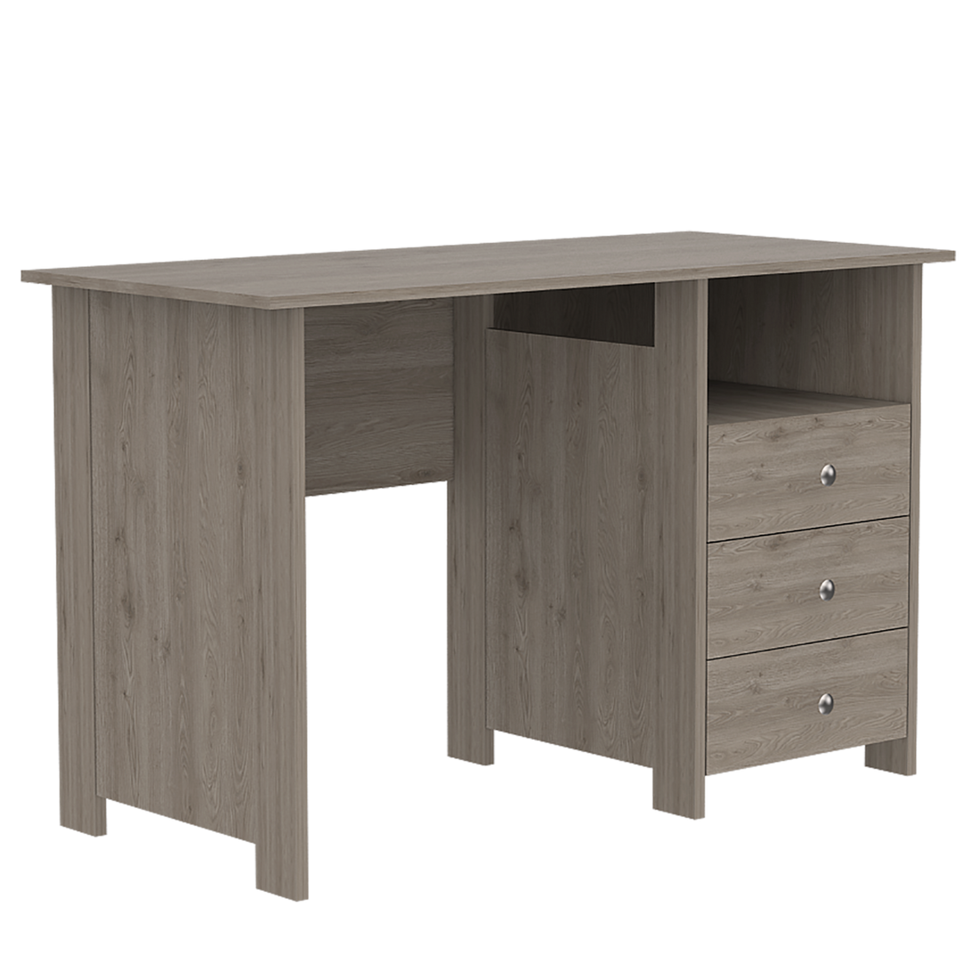 Jacksonville 3 Drawers Computer Desk With Open Storage Cabinet Triangular Office Pine Rectangular Beige Computer Desk Contemporary Manual Freestanding Rectangular Open Storage Desk Melamine Particle Board