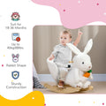 Qaba Baby Rocking Horse, Riding Horse, Bunny Rabbit Themed Rocker With Carrot Toy, Realistic Sound, & Pedals For Boy Girl Aged 18 36 Months, White White Plastic