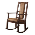 Brown And Espresso Rocking Chair With Padded Seat Cushion Solid Brown,Espresso Primary Living Space Foam Rocking Chairs Solid Back Wood Fabric