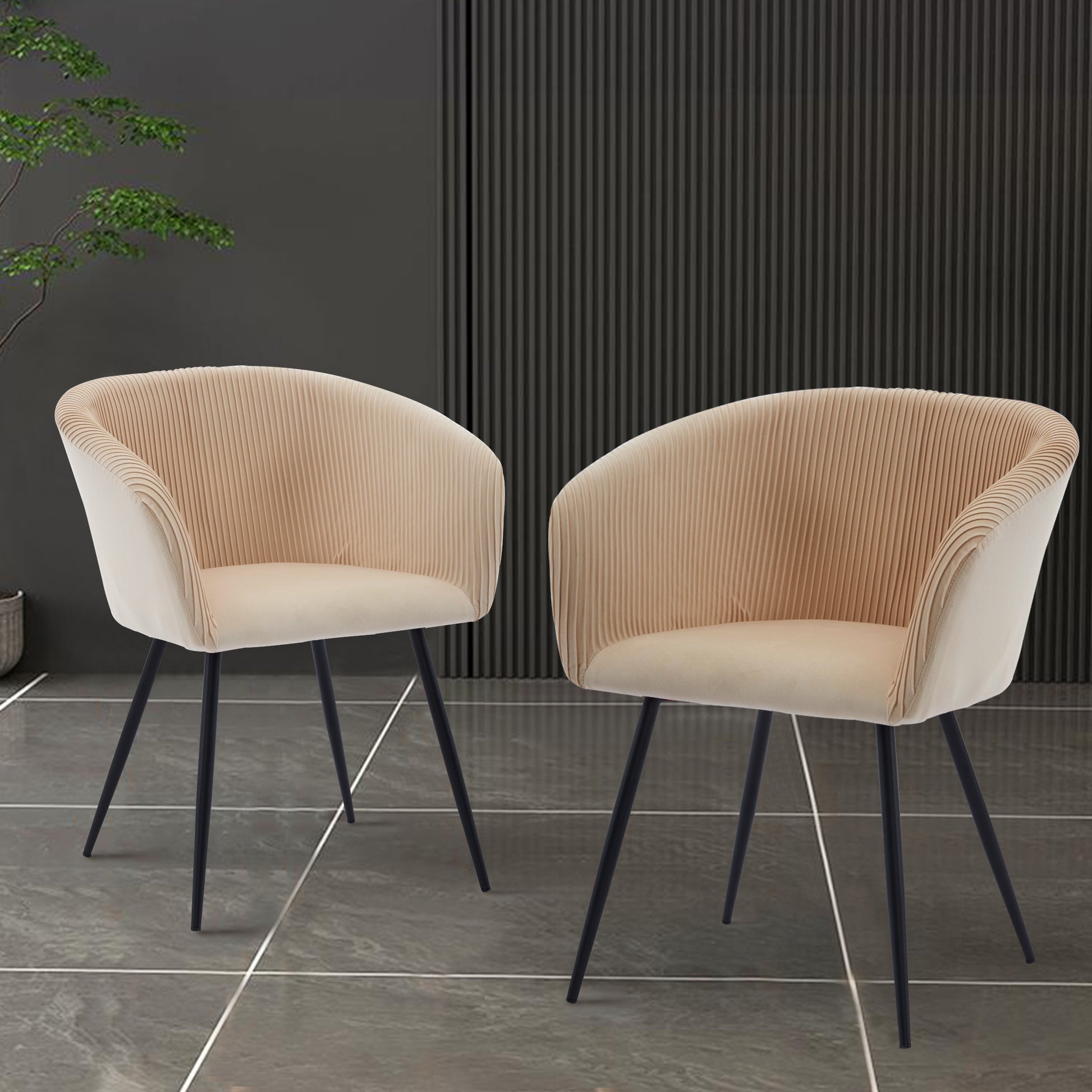 Ts Stripe Dinding Chair Creamy White Velvet