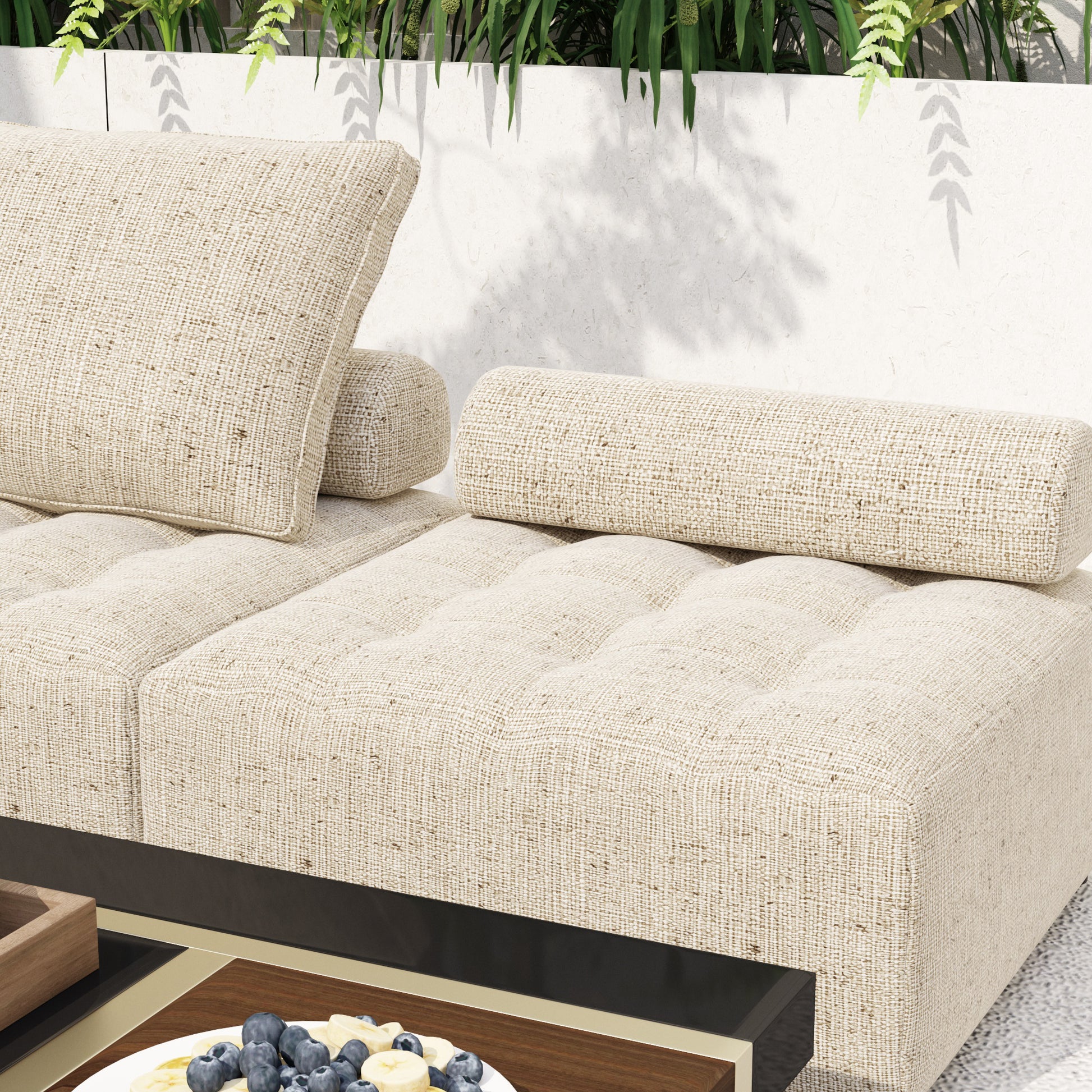 Outdoor Modular Sofa, With Aluminum Structure, Support Cushion And Back Cushion Cover Removable, Fade Resistant, Waterproof Sofa Cover Included,Light Brown The Ratebased On A Single Piece Light Brown Aluminium