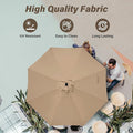 10Ft Outdoor Market Patio Umbrella With 8 Sturdy Ribs, Tilt Crank Push Button For Garden, Deck, Backyard And Pool Tan Stainless Steel