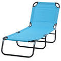 Outsunny Folding Chaise Lounge Pool Chairs, Outdoor Sun Tanning Chairs With 5 Level Reclining Back, Steel Frame For Beach, Yard, Patio, Sky Blue Blue Steel
