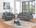 Elegant 2Pc Sofa Set Dark Gray Burlap Like Fabric Sofa Loveseat W Pillows Cozy Design Plush Couch Living Room Dark Gray Primary Living Space Cushion Back Classic,Contemporary,Modern Rubberwood Burlap,Metal,Plywood,Solid Wood 4 Seat