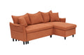 This 80 Inch Orange Corduroy L Shaped Sofa Comes With Two Small Throw Pillows That Can Be Converted Into A Sofa Bed For Storage Orange Corduroy 3 Seat