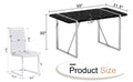 Table And Chair Set.A Rustic Industrial Rectangular Mdf Black Dining Table With Mdf Desktop And Electroplated Silver Metal Legs.Paried With 4 Chairs With Pu Cushion And Metal Legs. White Black Seats 4 Mdf Metal