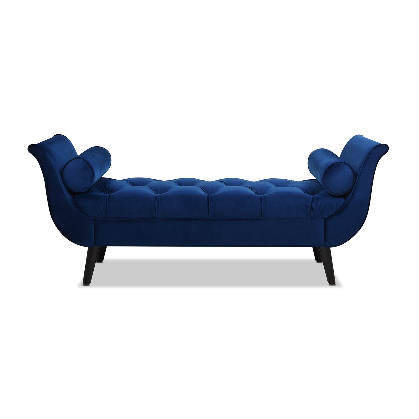 Alma Tufted Flared Arm Entryway Bench, Navy Blue Velvet Navy Blue Foam Velvet