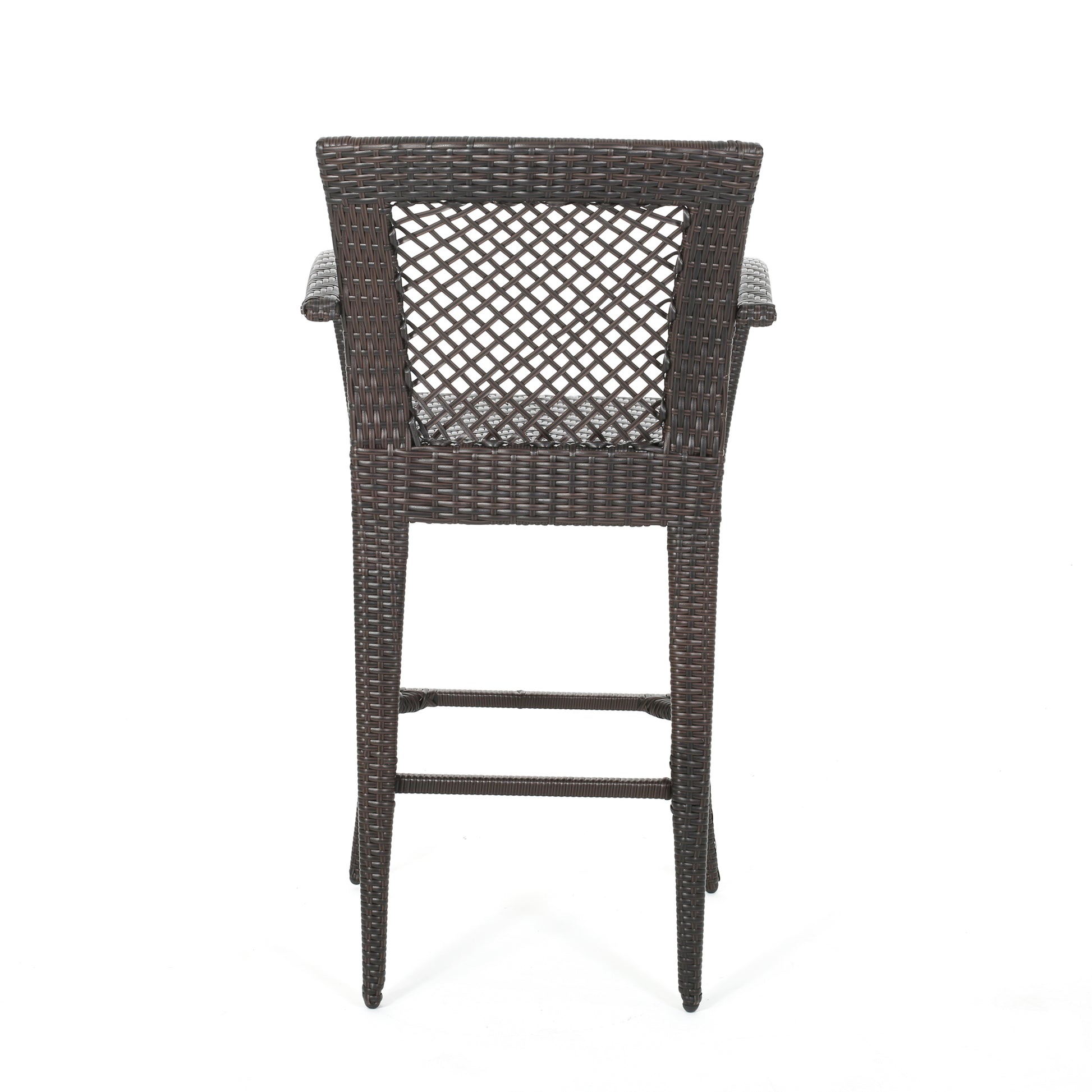 Outdoor 46" Wicker Barstool Set Of 2 , Multi Brown Finish No Brown Multi Garden & Outdoor Wicker