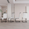 Modern Dining Chairs,Pu Faux Leather High Back Upholstered Side Chair With C Shaped Tube. Black Metal Legs For Dining Room Kitchen Vanity Patio Club Guest Office Chair Set Of 4 White Pu White Foam Pu