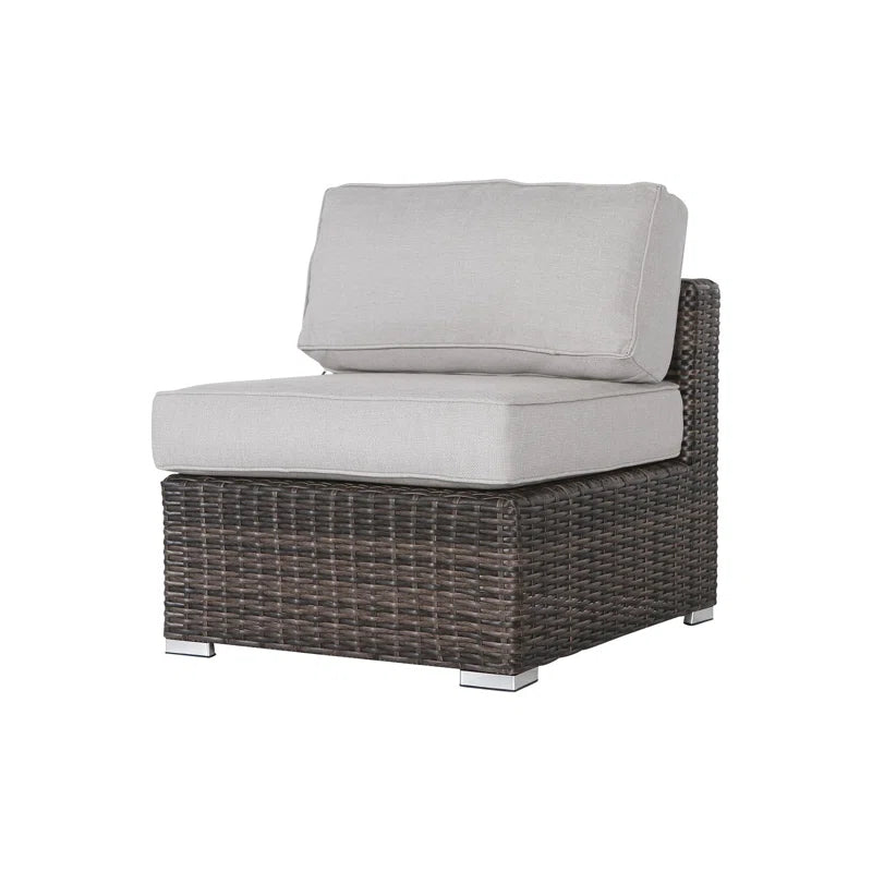 Fully Assembled Wicker 4 Person Seating Set With Cushions Brown,Gray Wicker