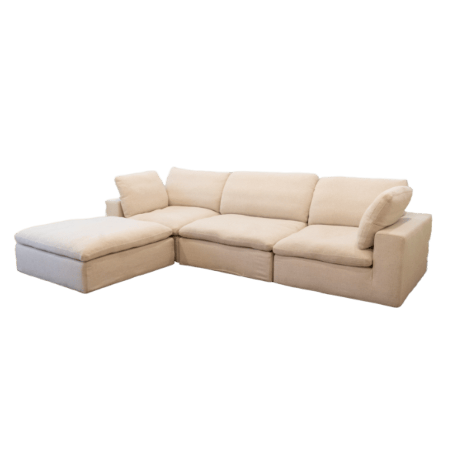 Living Room Modular Armless Sofa Couch, 1 Pc Fabric Upholstered Sectional Sofa With Soft Cushions, Beige Beige Linen Wood Primary Living Space Soft Cushion Back Contemporary,Modern Engineered