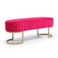 Bench Bedroom Bench ,Velvet Oval Upholstered End Of Bed Bench With Golden Metal Legs ,48