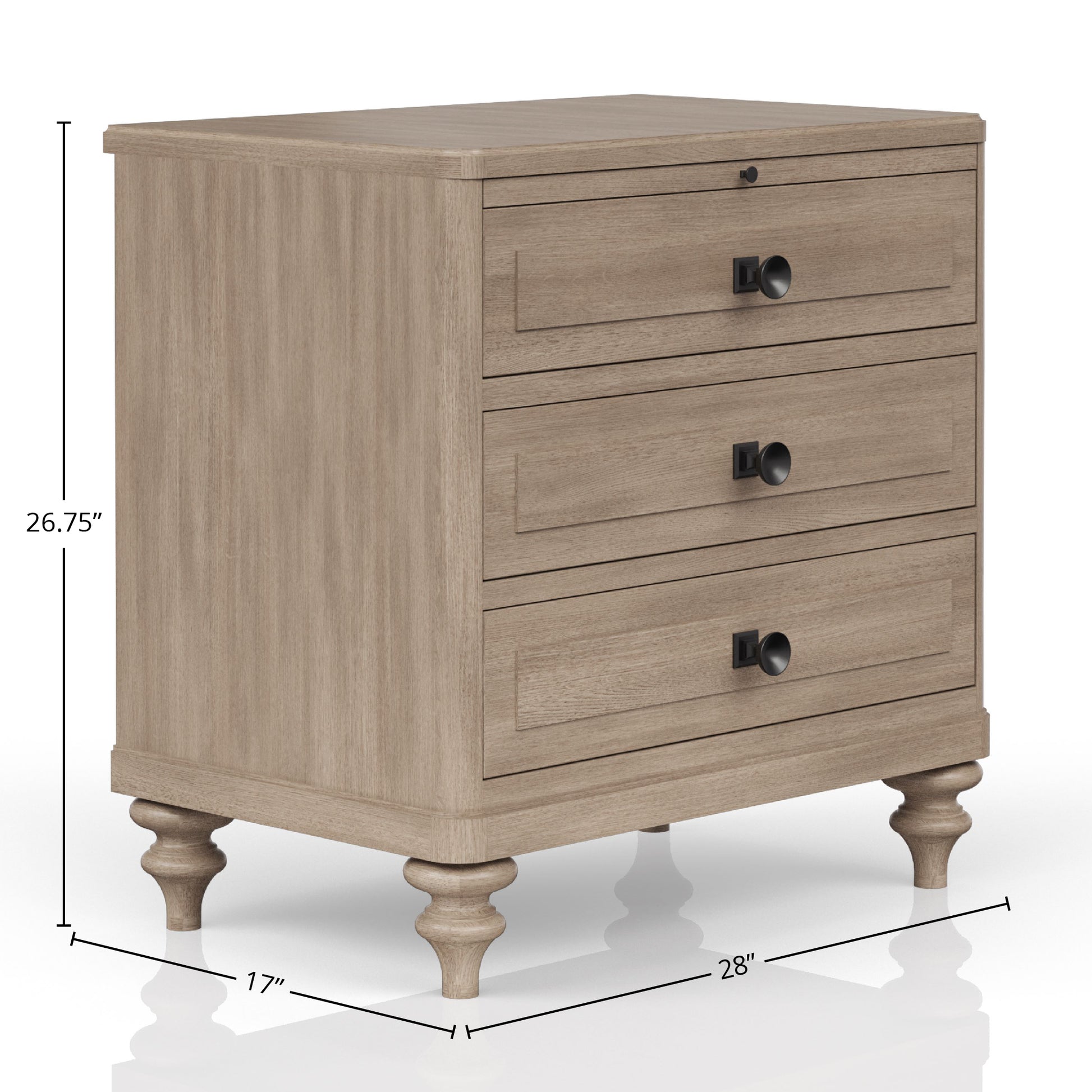 3 Drawer Nightstand With Sand Finish Sand Solid Wood Mdf