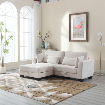 United Modular Sectional Sofa L Shaped Modular Couch With Reversible Chaise Modular Sofa Sectional Couch With Storage Seats Beige Velvet 2 Seat