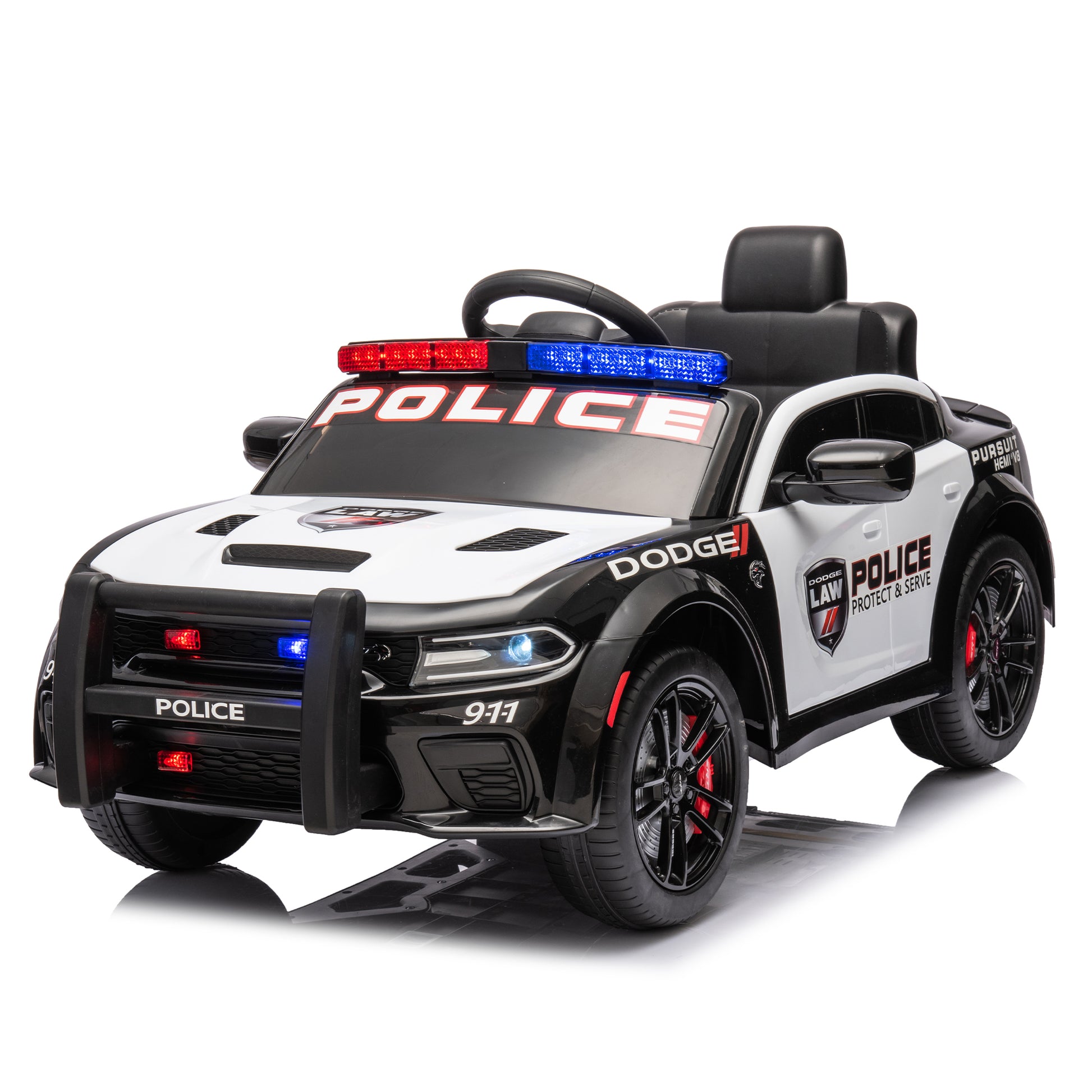 Licensed Dodge Charger,12V Kids Ride On Police Car W Parents Remote Control,Anti Collision Bar,Front& Top Alarm Light Design,Police Car Sticker,Megaphone,Three Speed,Slow Start,Four Wheel Suspension. White Plastic