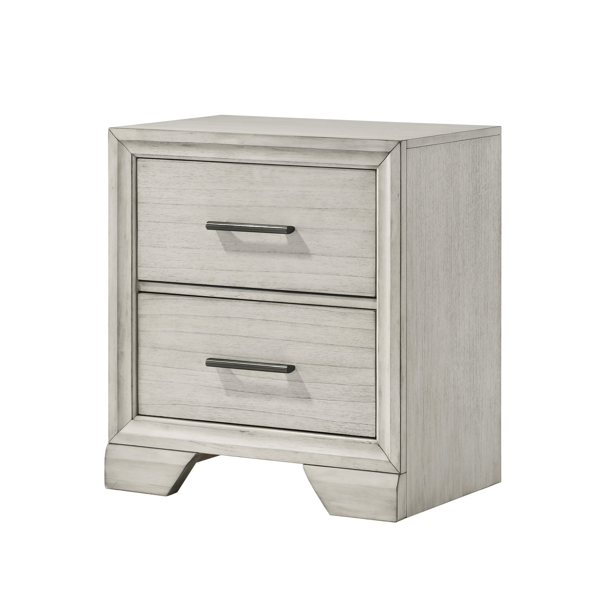 1Pc Contemporary Style Two Storage Drawers Nightstand End Table Bedroom Solid Wood Wooden Furniture Dark Wood Finish Antique White 2 Drawers Bedroom Bedside Cabinet Contemporary Solid Wood