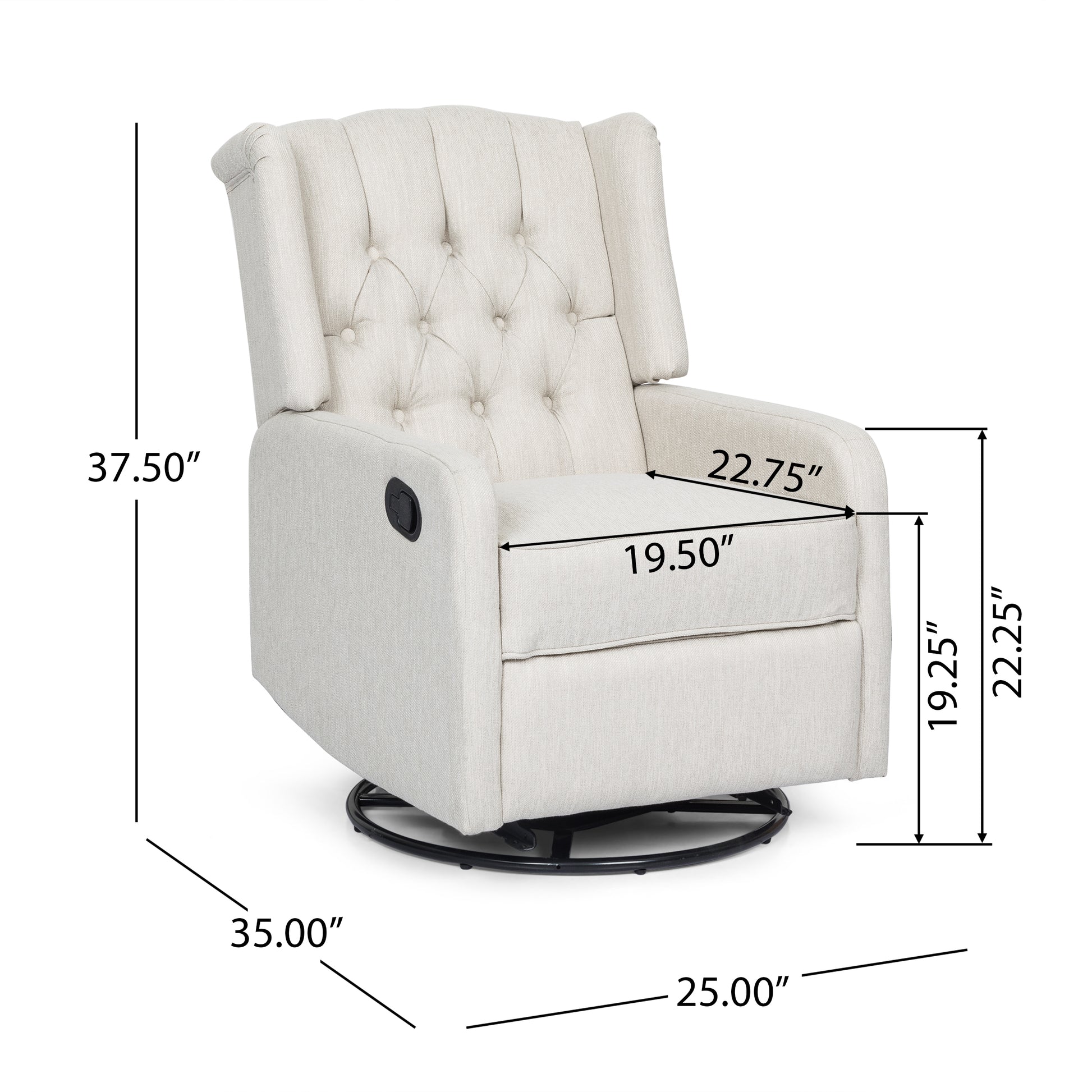 Classic Design, Manual Recliner Chair With 360 Degree Swivel Beige Fabric