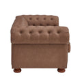 Classic Chesterfield Sofa Loveseat For Living Room Brown Faux Leather Brown Foam Technical Leather 2 Seat