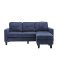 Velvet Sectional Couchl Shaped Sofa With Ottoman For Small Apartment Navy Velvet 3 Seat