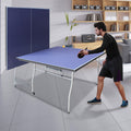 8Ft Mid Size Table Tennis Table Foldable & Portable Ping Pong Table Set For Indoor & Outdoor Games With Net, 2 Table Tennis Paddles And 3 Balls Blue Mdf