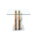 Table And Chair Set.Modern Dining Table, Tempered Glass Countertop With Artistic Mdf Legs.Paried With 4 Comfortable Chairs With Pu Seats And Metal Legs. Suitable For Various Decoration Styles. Black,Transparent Seats 4 Mdf Glass