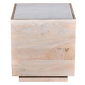 Glam 20 In. Square Solid Wood End Side Table With Marble Top, Modern Living Room Sofa Side Table, Light Brown Light Brown Light Brown Primary Living Space Industrial Freestanding Mango Coffee & End Tables Square Marble,Solid Wood