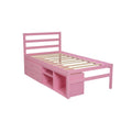 Twin Size Wood Platform Bed With Removable Storage Shelves, Built In Two Storage Drawers For Added Convenience, Pink Twin Pink Wood