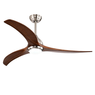 Same Sku W1592P176970 52" Solid Wood Blades Ceiling Fan With Light With Remote Control, Noiseless Reversible Motor, 6 Speed ,3 Colorfor Patio Living Room, Bedroom, Indoor. Stain Nickel Walnut Nickel