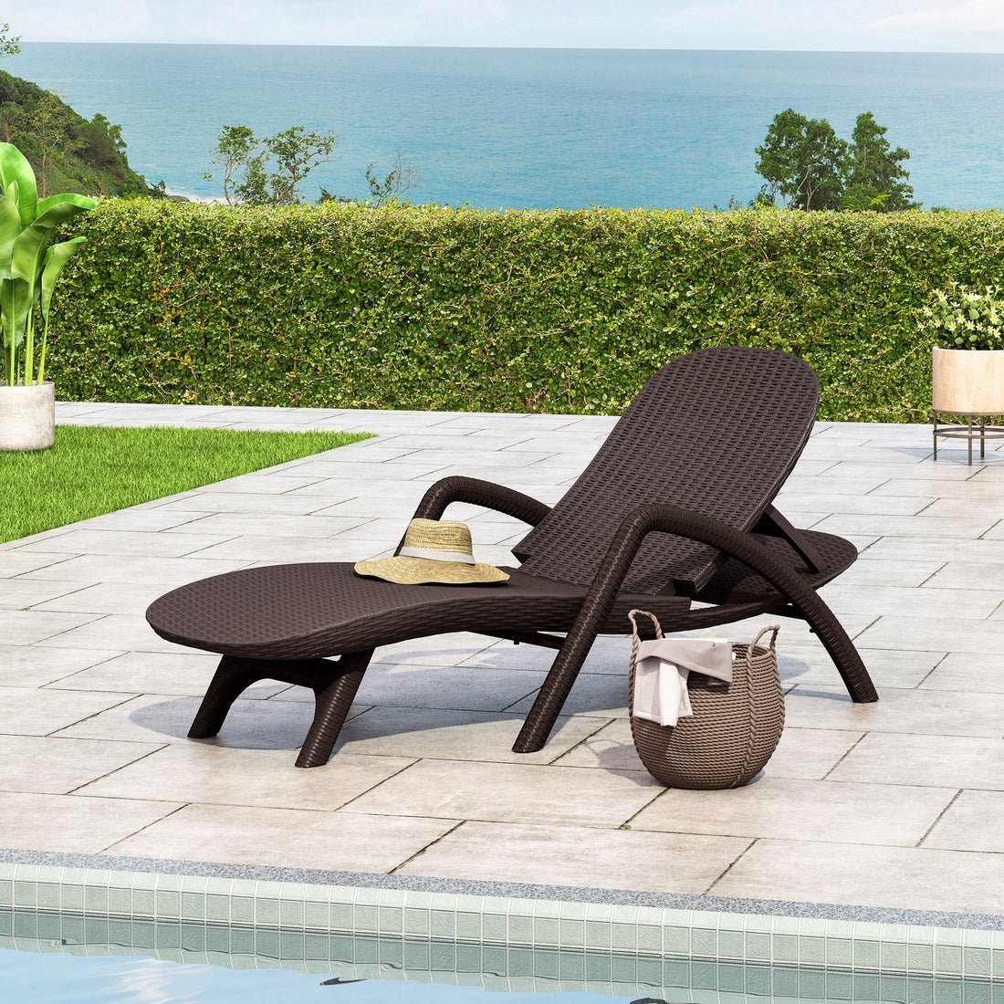 Mikael Chaise Lounge Dark Brown Polypropylene