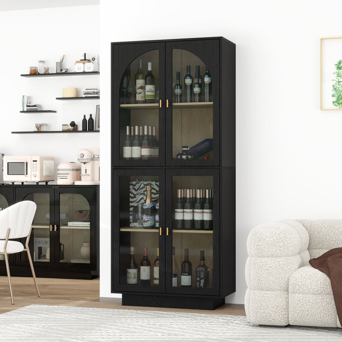 Storage Cabinet With Acrylic Door For Living Room, Dining Room, Study Black Particle Board