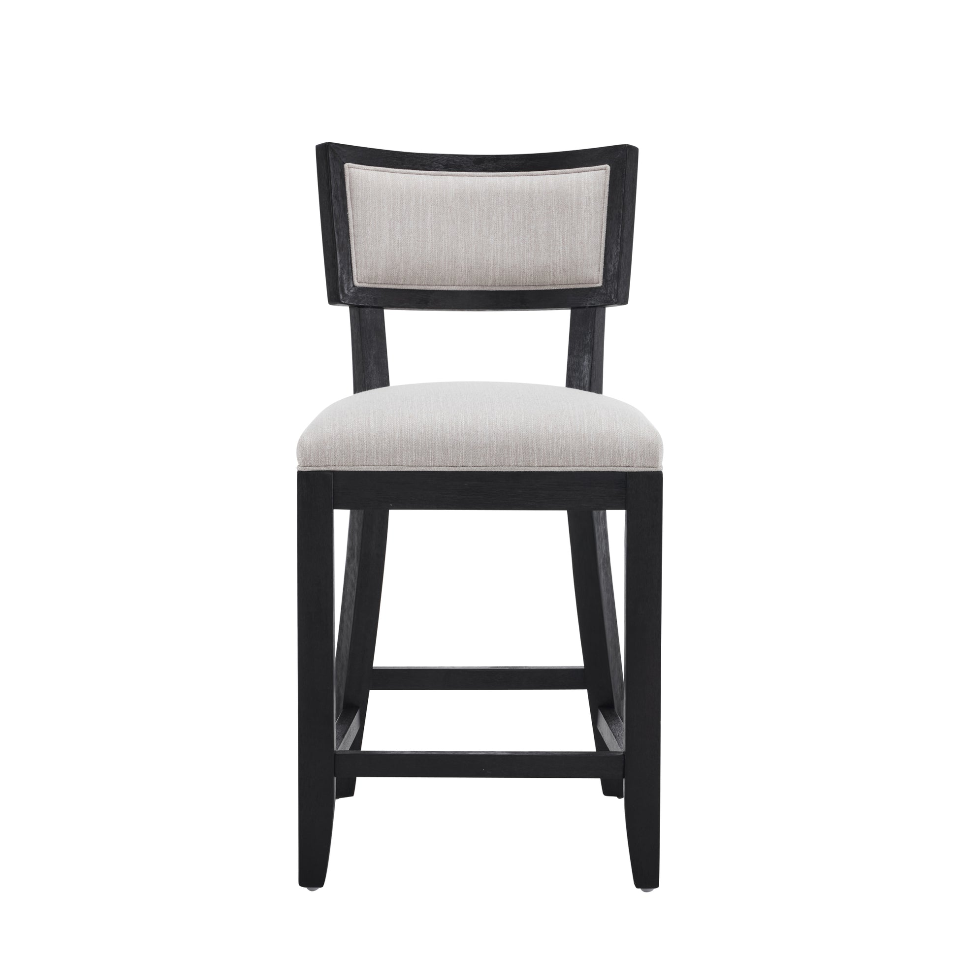 26.5" Counter Stools Set Of 2, Upholstered Counter Height Bar Stools With Comfy Back, Solid Rubber Wood Frame, Backrest, Footrest, Armless Barstools For Home Bar, Kitchen Counter, Beige & Black Beige Black Set Of 2 Fabric