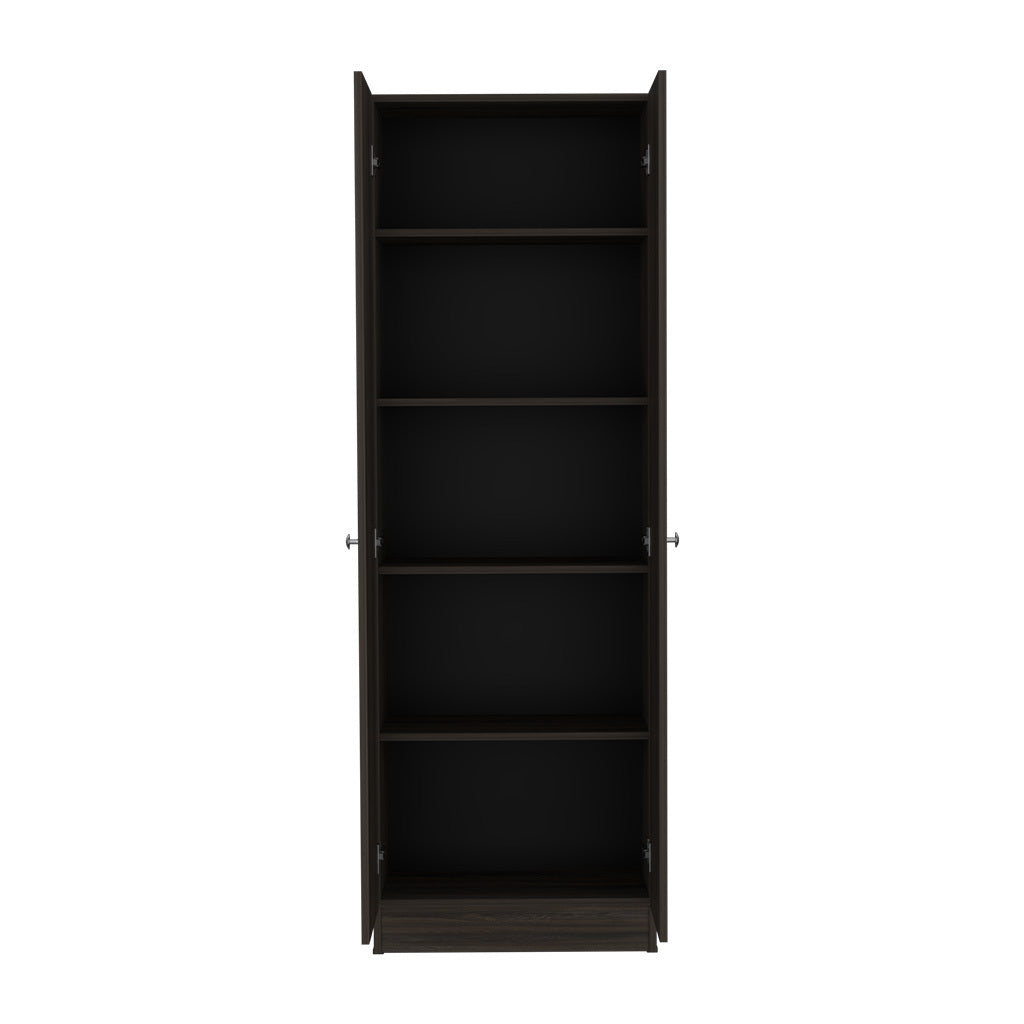 Multistorage Cabinet 71" H, Two Doors, Five Internal Shelves, Carbon Espresso Black Multicolor Particle Board Particle Board