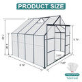 8X8 Ft Double Door Polycarbonate Greenhouse Raised Base And Anchor Aluminum Heavy Duty Walk In Greenhouses For Outdoor Backyard In All Season,Black Black Aluminium