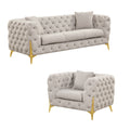 Buckle Fabric Modern Style 2Pc Sofa Chair Living Room Set Made With Wood In Light Gray Light Gray Velvet Primary Living Space Contemporary Faux Fur Wood 4 Seat