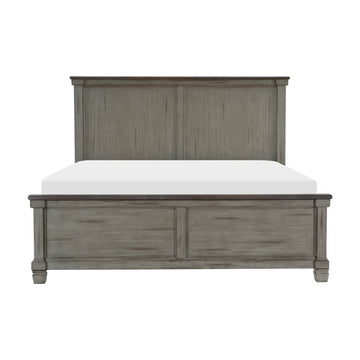 2 Tone Finish Transitional Rustic Style Bedroom Furniture 1Pc Queen Bed Antique Gray And Coffee Box Spring Required Queen Antique Gray,Coffee Wood Bedroom Rustic,Transitional Panel Wood