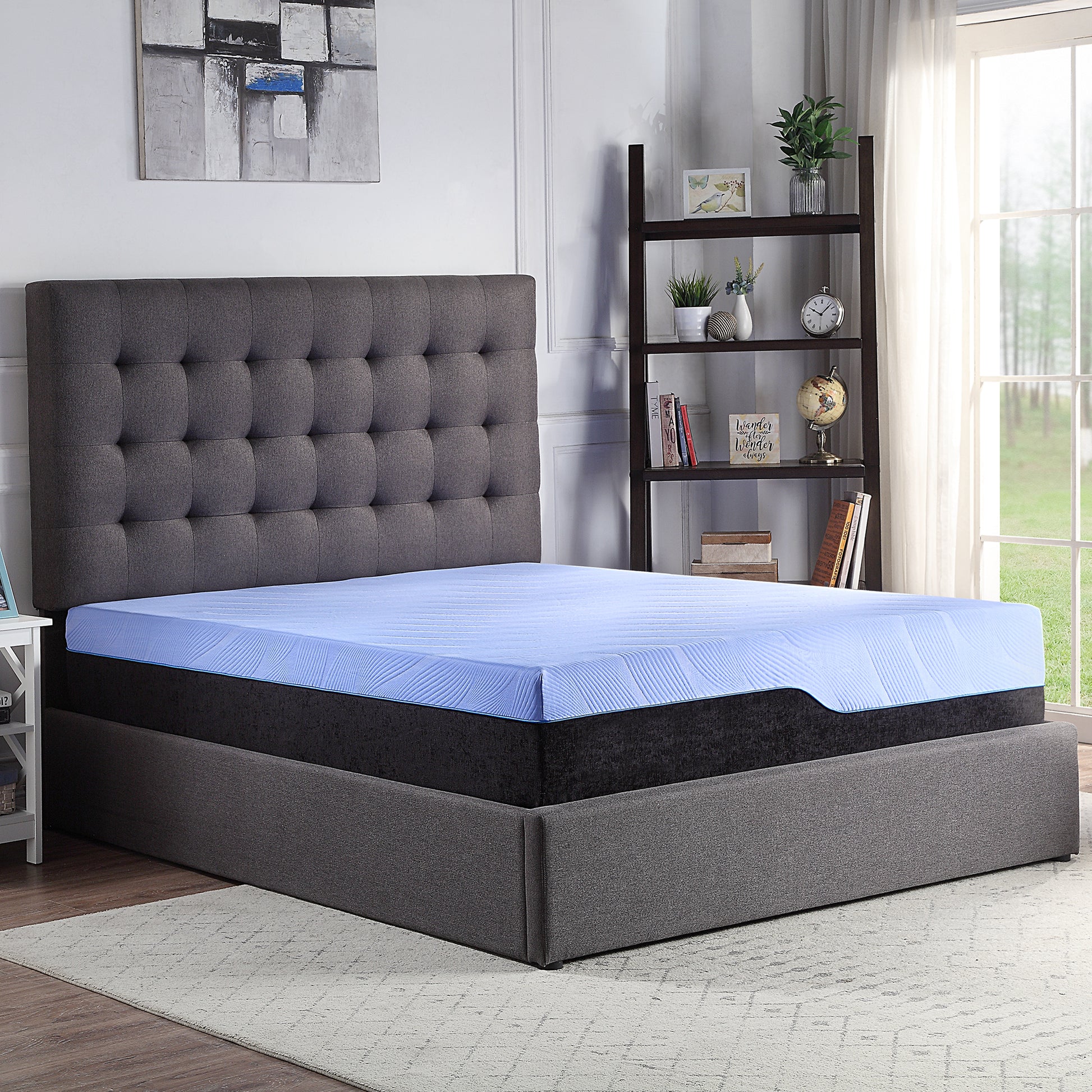 Refresh 12 Inch Hybrid Cooling Fast Responding Latex Foam And Coil Adult Mattress, Queen Size Blue Foam Foam Spring Queen