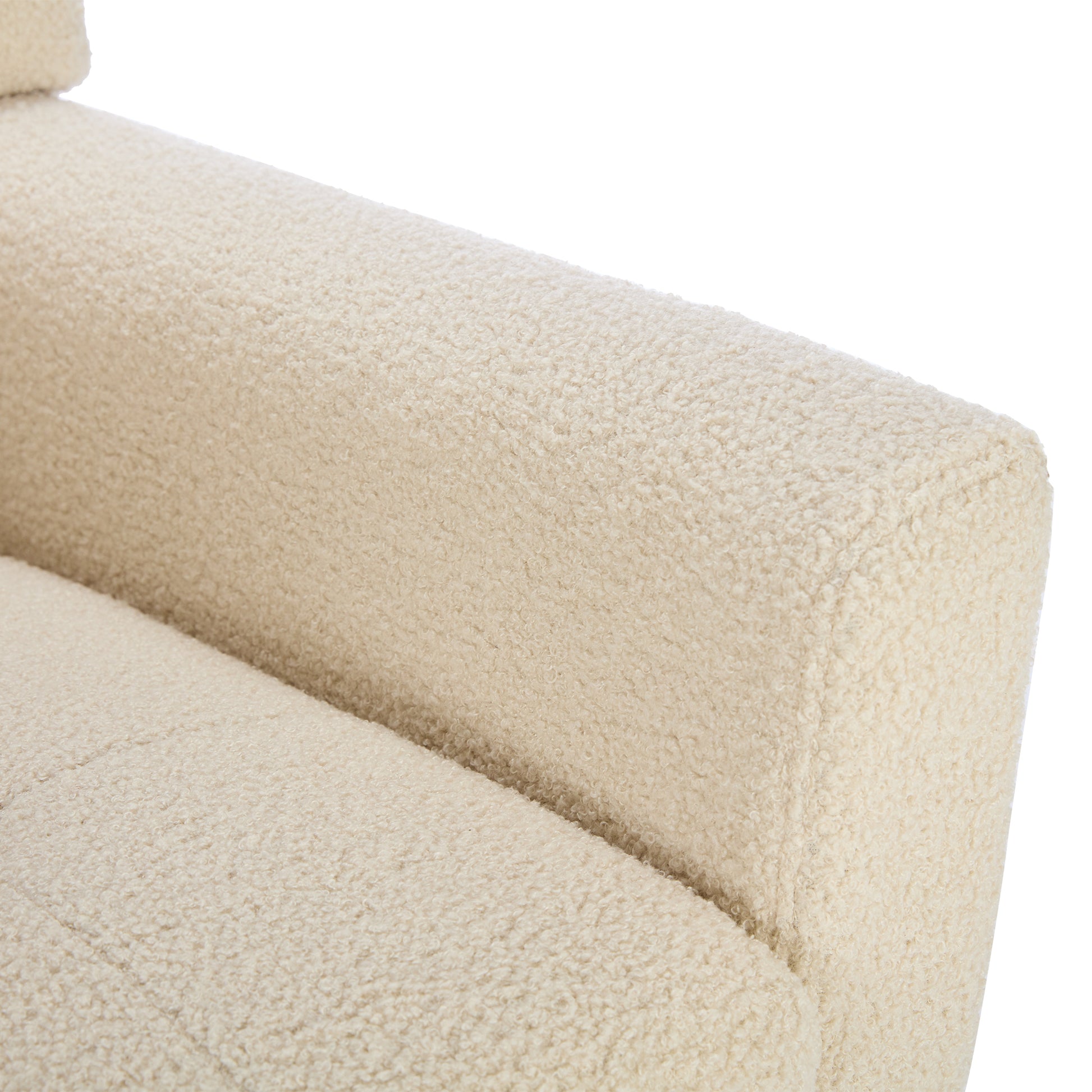 Modern Soft Teddy Material Ergonomics Accent Chair Living Room Chair Bedroom Chair Home Chair With Black Legs For Indoor Home White Teddy Fabric White Foam Upholstered