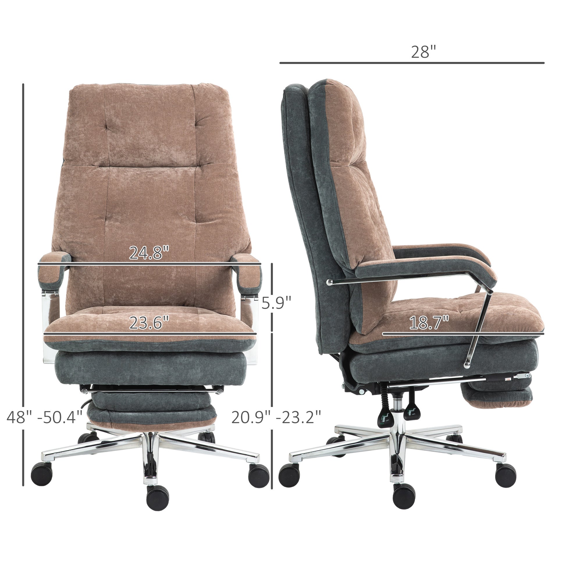 Homcom Big And Tall Office Chair 400 Lbs With Double Tier Padded, Executive Office Chair, High Back Reclining Computer Chair With Foot Rest, Swivel Wheels, Coffee Coffee Polyester