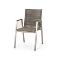 Outdoor Modern Aluminum Dining Chair With Rope Seat Set Of 2 , Silver And Taupe Taupe Aluminium