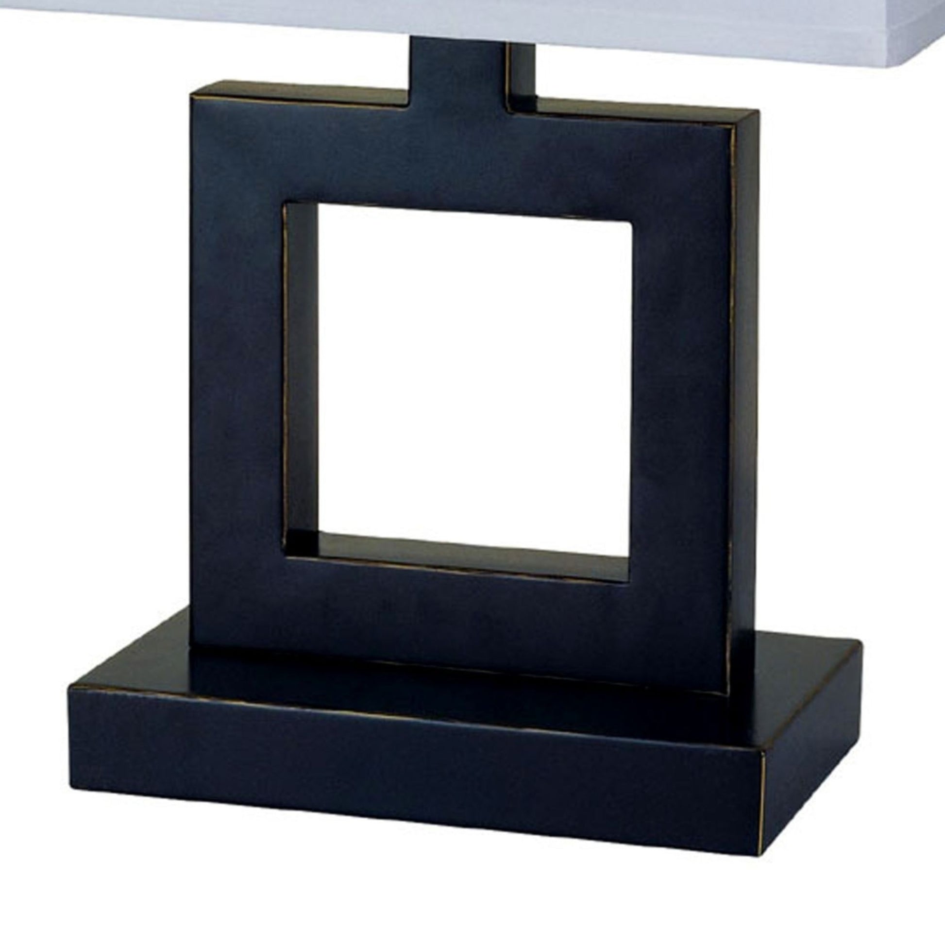 22" Tall Metal Table Lamp W Dark Bronze Finish, Square Design, White Shade Multicolor Metal