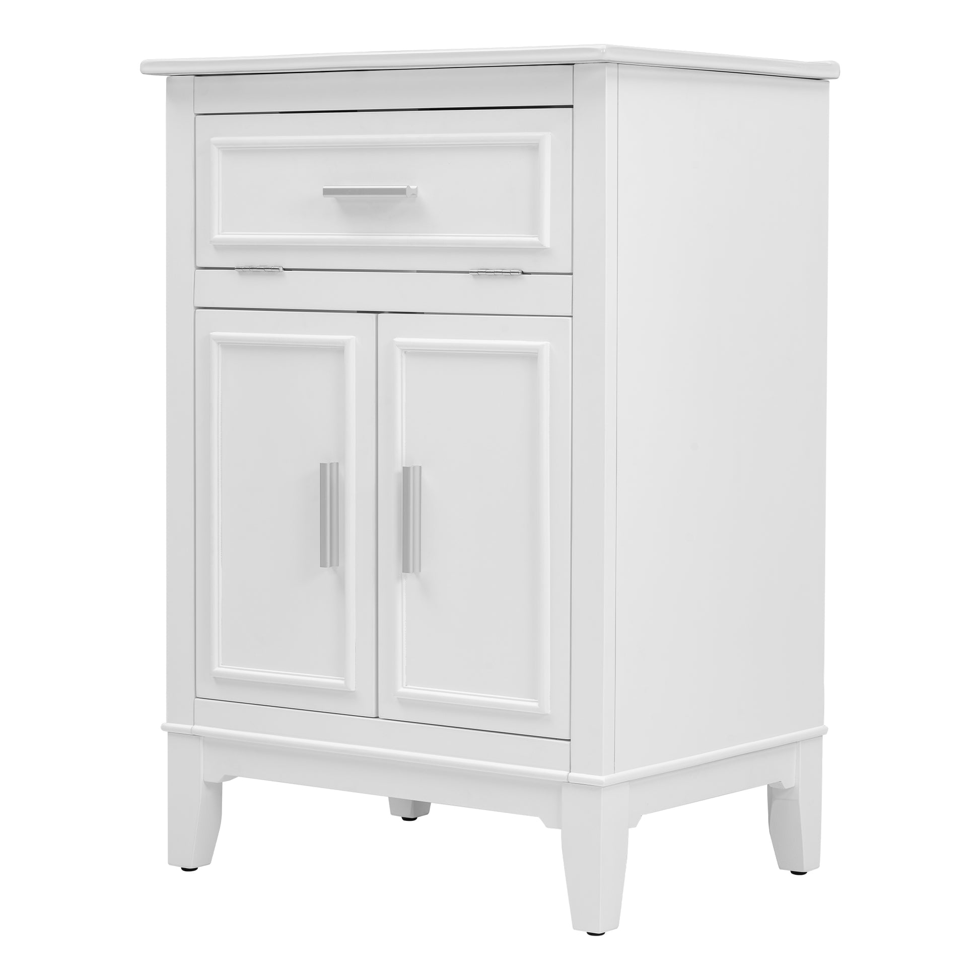 24" Bathroom Vanity With Sink, Bathroom Vanity Cabinet With One Flip Drawer And Doors, Solid Wood And Mdf, White White Solid Wood Mdf