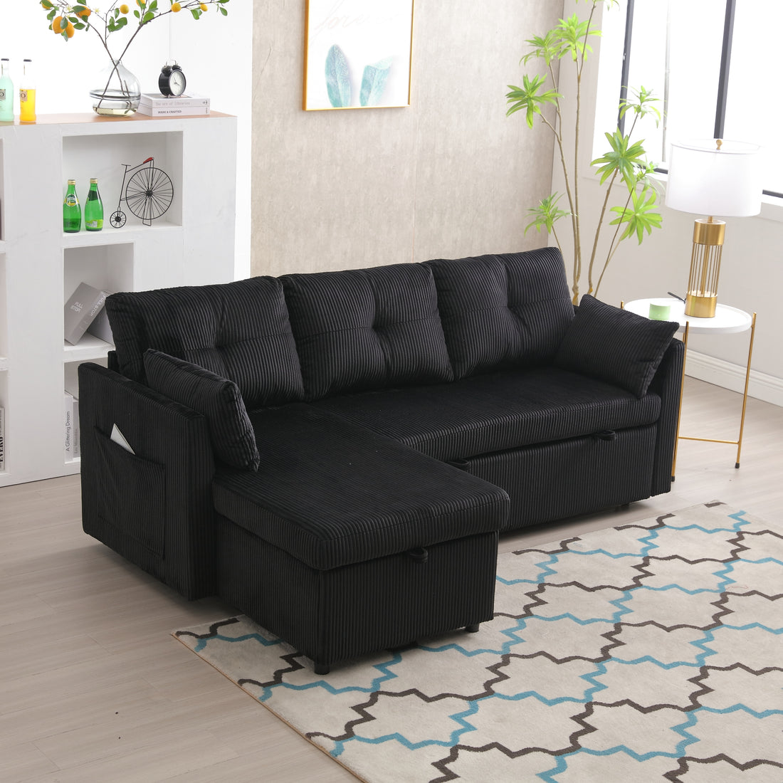 United Modular Sectional Sofa L Shaped Modular Couch With Reversible Chaise Modular Sofa Sectional Couch With Storage Seats Black Velvet 3 Seat