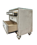 Beige 2 Drawer Nightstand Beige 2 Drawers Bedroom Rectangle Felt Lined Drawers Wood Fabric