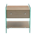 Bedside Table With Drawers. The Board Surface Is Mdf Sticker, And Both Sides Are Transparent Tempered Glass. The Design Is Simple And Elegant, With Excellent Storage Functions. Wood 1 Drawer Mdf Glass