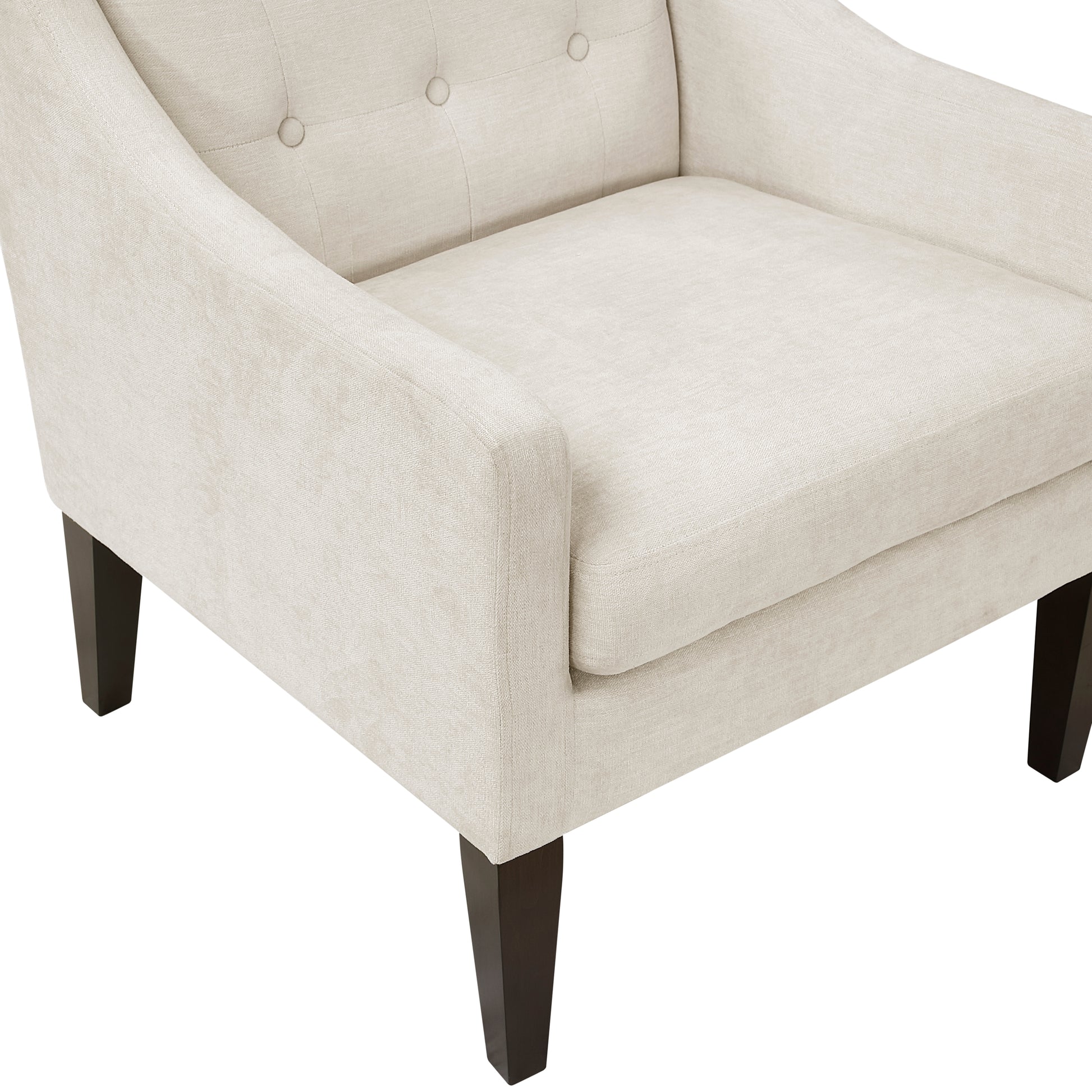 Contemporary Living Room Furniture 1Pc Accent Chair Beige Button Tufted Fabric Upholstery Beige Primary Living Space Plywood