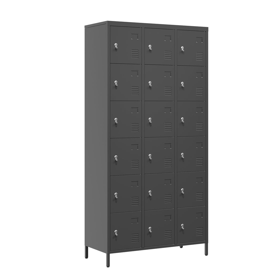 18 Door 72"H Metal Lockers With Lock For Employees,Storage Locker Cabinet For Home Gym Office School Garage,Easy Assembly,Black Freestanding 5 Or More Spaces Black Primary Living Space Door Locks