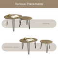 27.56'' Round Nesting Coffee Table Set Of 2, Circular Nesting End Table Set, Round Wooden Tabletop, And Sturdy Metal Base For Living Room, Bedroom, Brown Rustic Brown Round Wood Metal