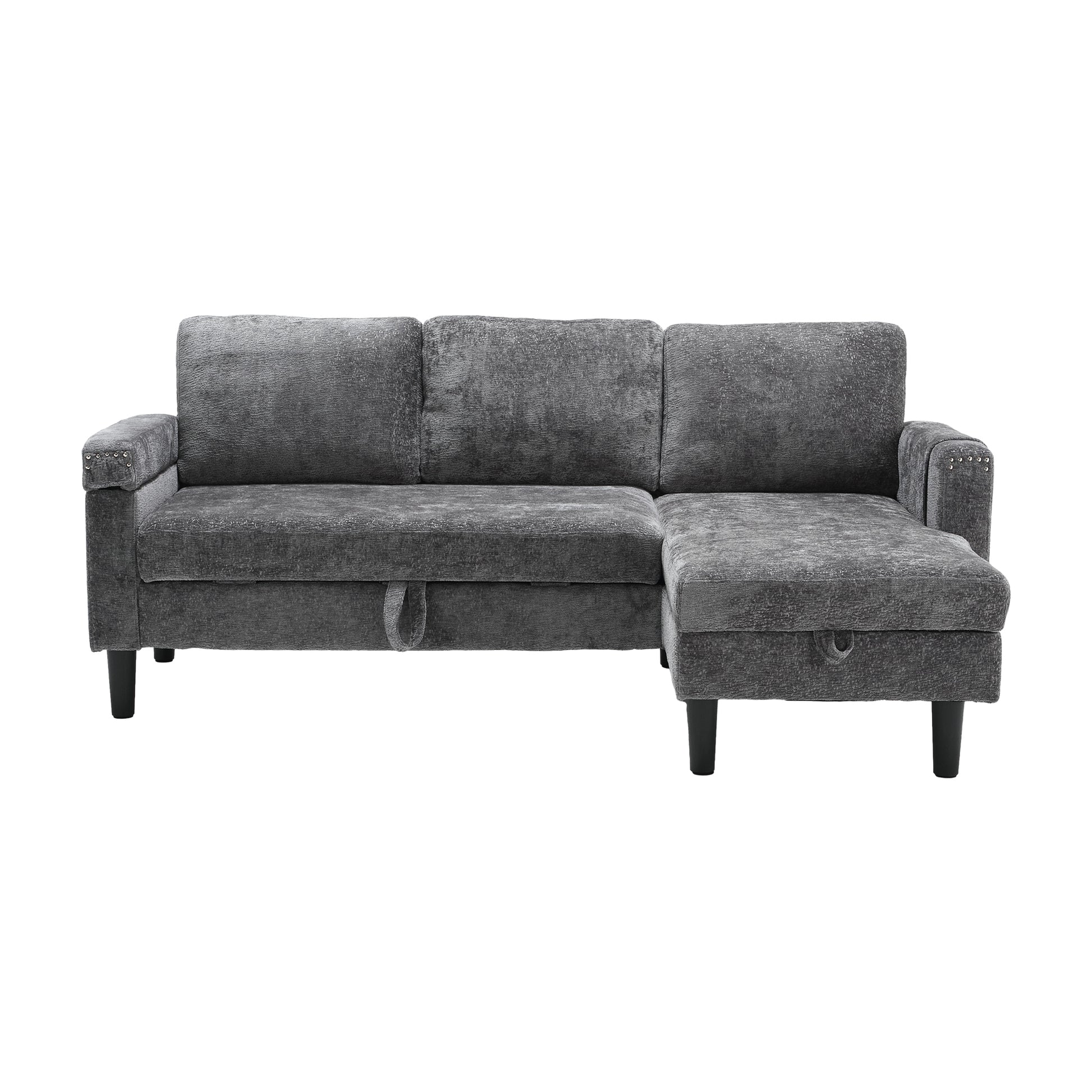 United Sectional Sofa Reversible Sectional Sleeper Sectional Sofa With Storage Chaise Gray Chenille